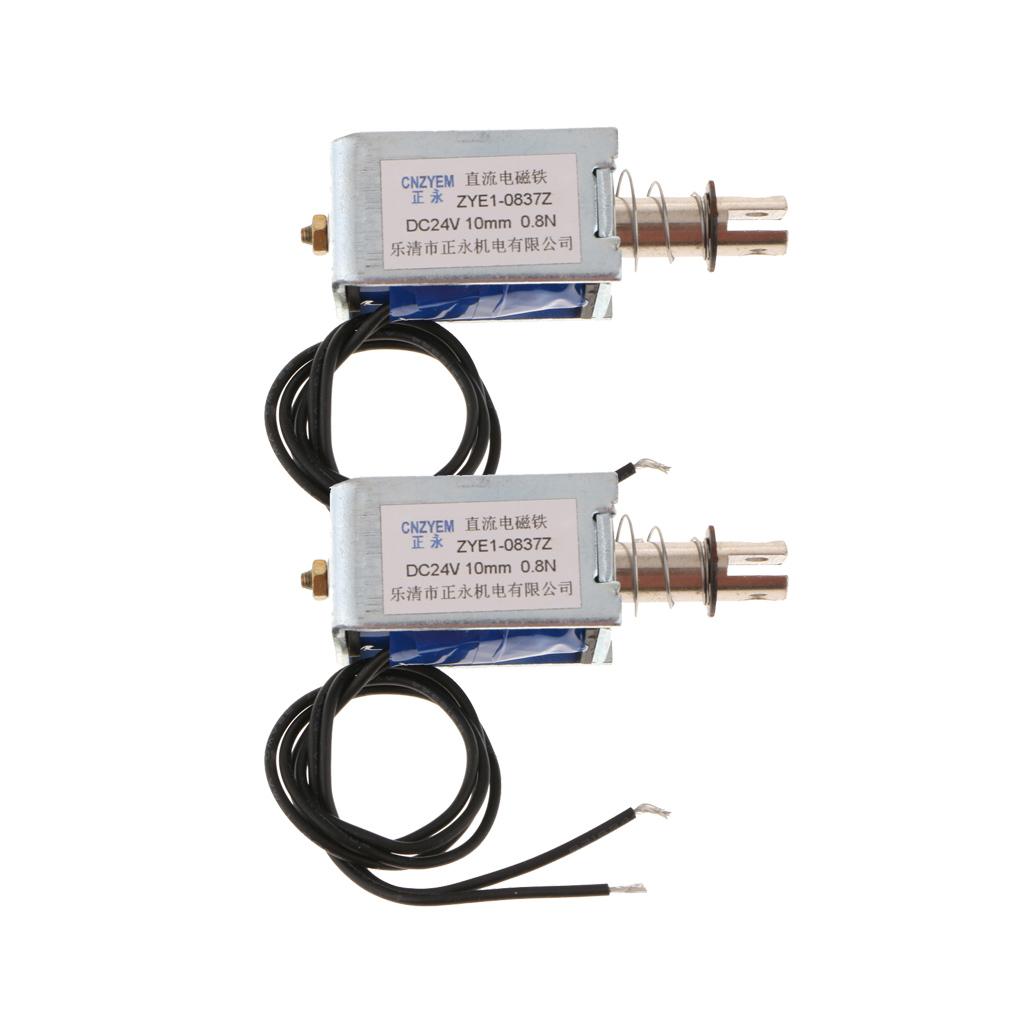 2Pcs DC With Push Pull Solenoid Bolt Locks Automatically 24V