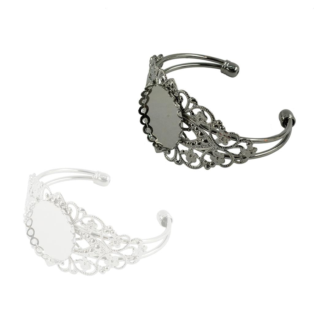 4pcs 1inch Round Cabochon Bezel Tray Blank Bangles Bracelets for Men Women