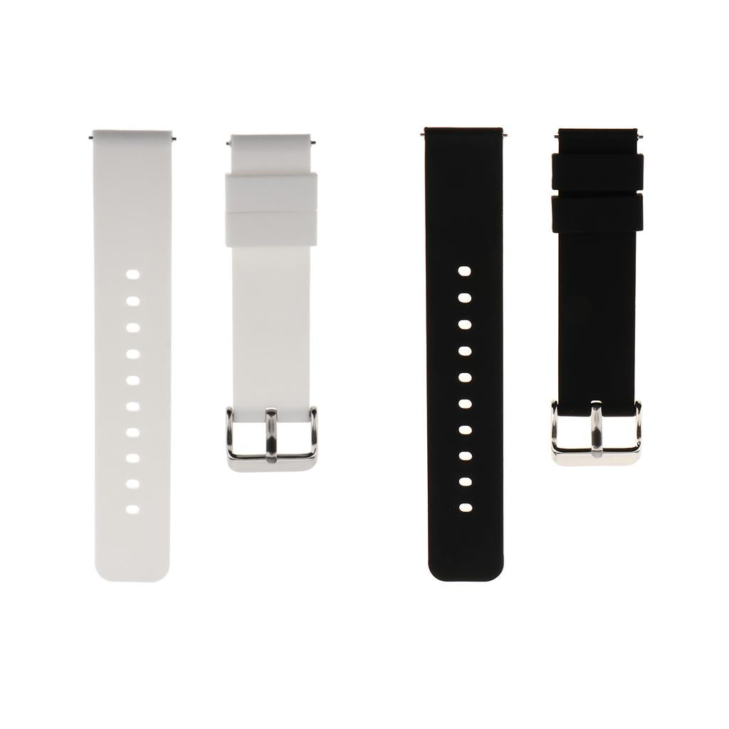 2 Pieces 18mm Men Silicone Rubber Replacement Sport Wrist Watch Band Strap