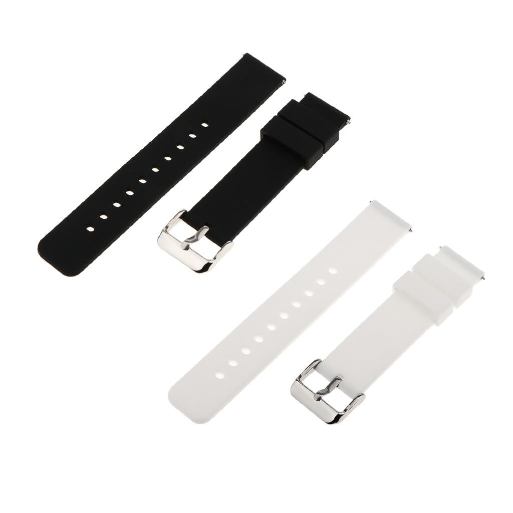 2 Pieces 18mm Men Silicone Rubber Replacement Sport Wrist Watch Band Strap