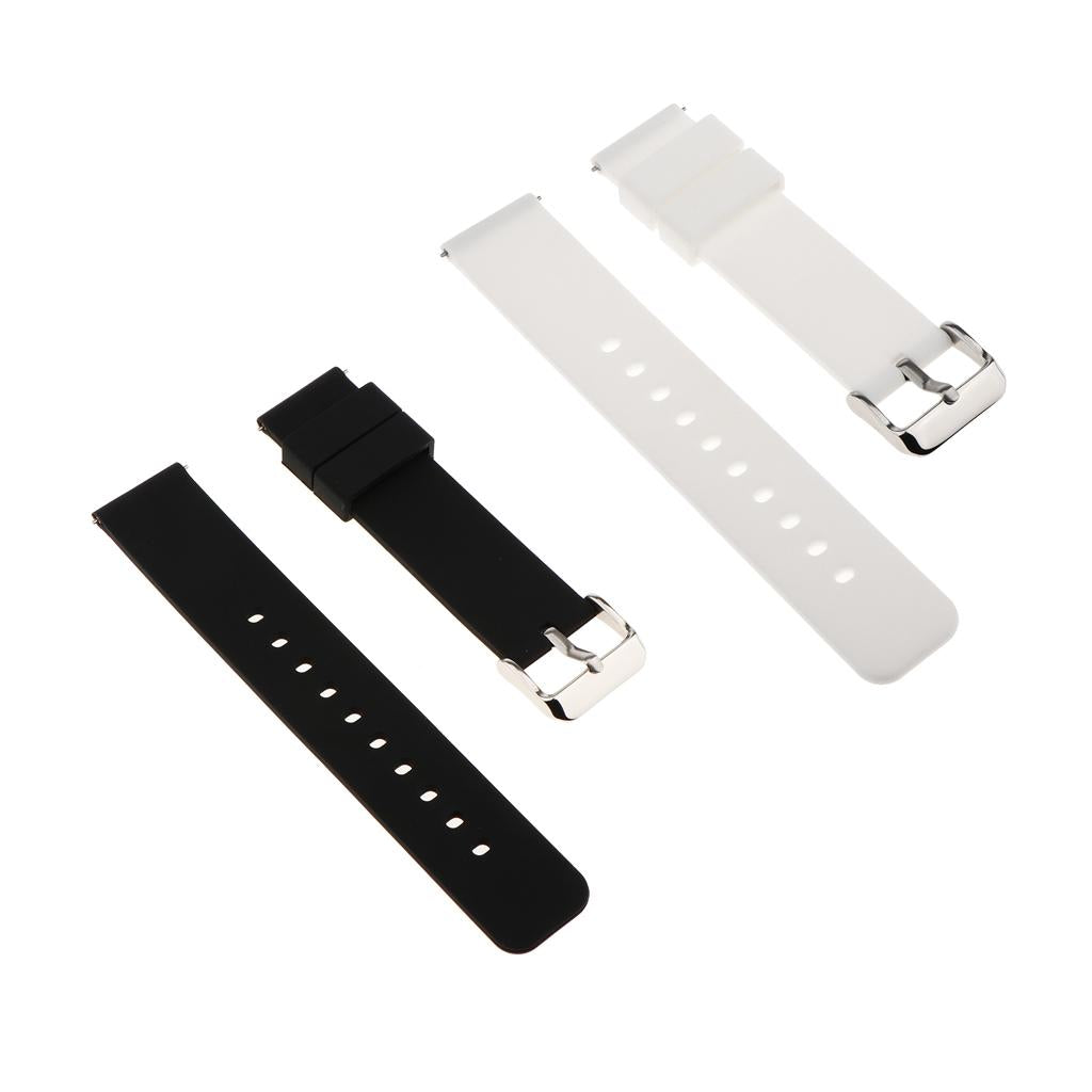 2 Pieces 18mm Men Silicone Rubber Replacement Sport Wrist Watch Band Strap