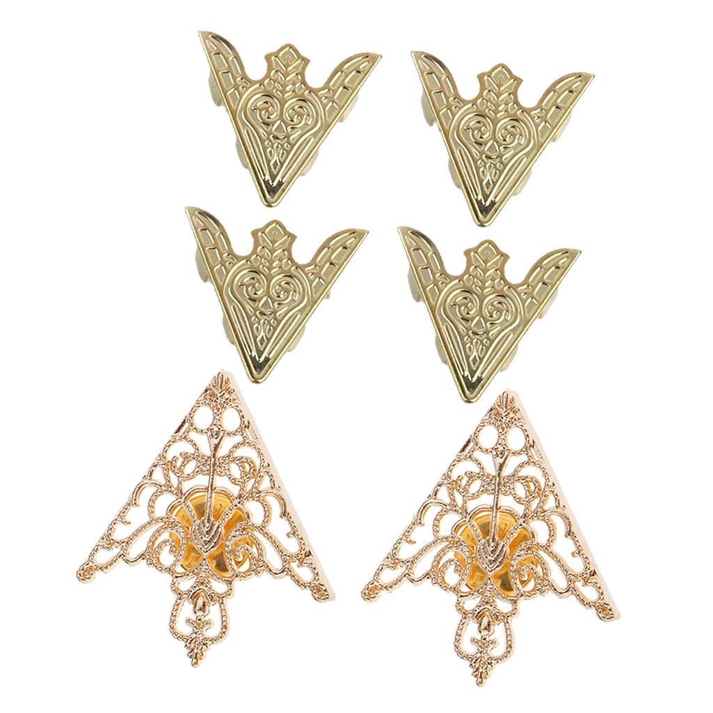 3 Pairs Booches Retro Hollow Angle Triangle Pattern Collar Brooch Buckle