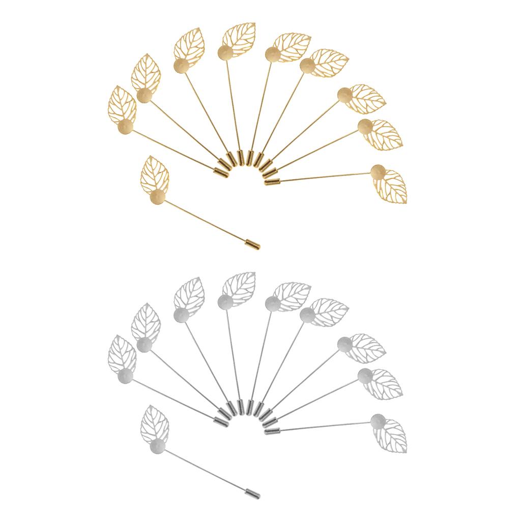 20 Pieces Leaf Clutch Stick Pin 1cm Base Brooch Glue on Collar Pin Crafting