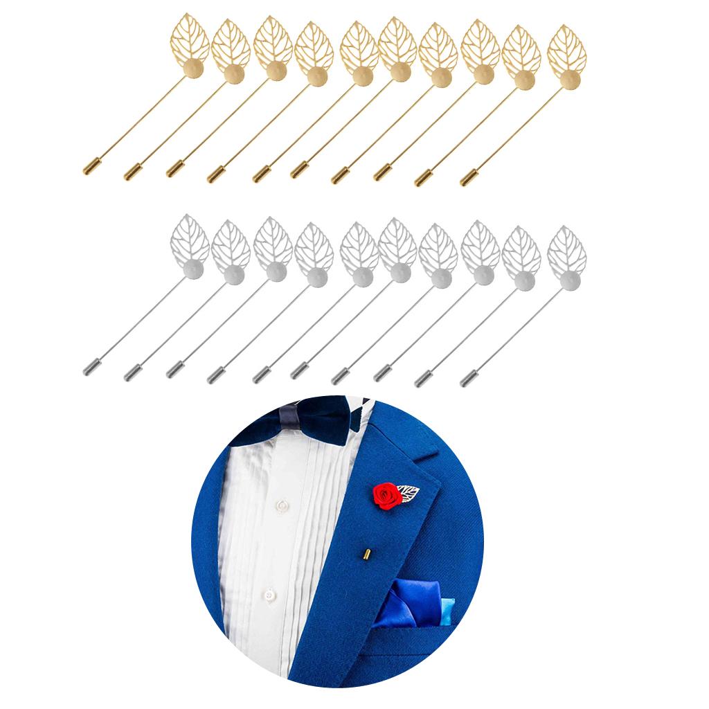 20 Pieces Leaf Clutch Stick Pin 1cm Base Brooch Glue on Collar Pin Crafting