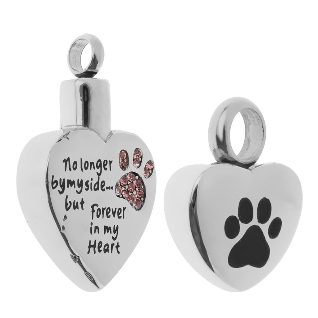 2 Pieces Stainless Steel Love Heart Shape Urn Ash Pendant Memorial Cremation