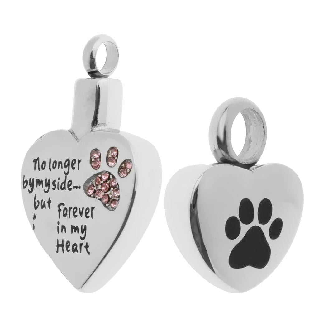 2 Pieces Stainless Steel Love Heart Shape Urn Ash Pendant Memorial Cremation