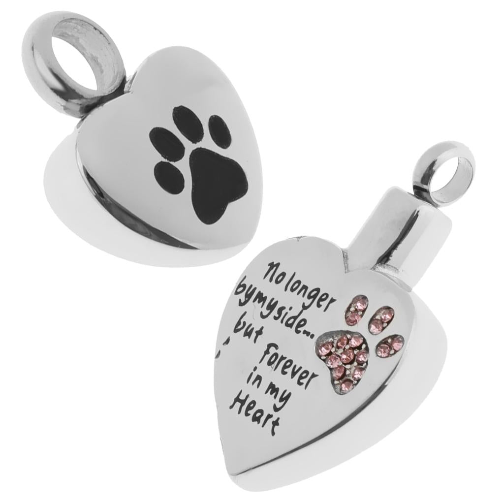 2 Pieces Stainless Steel Love Heart Shape Urn Ash Pendant Memorial Cremation