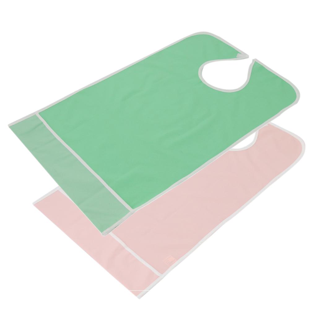 2 Pieces Reusable Eating Bibs Elderly Disability Aid Apron with Pocket 45x65