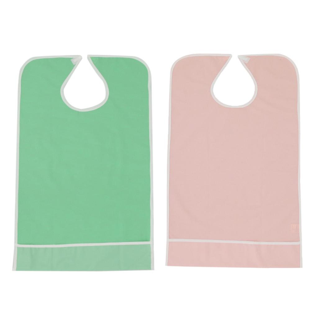 2 Pieces Reusable Eating Bibs Elderly Disability Aid Apron with Pocket 45x65