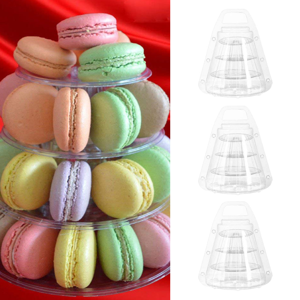3pcs Macaron Tower Display Box Macaron Stand for French Macarons 4 Tier
