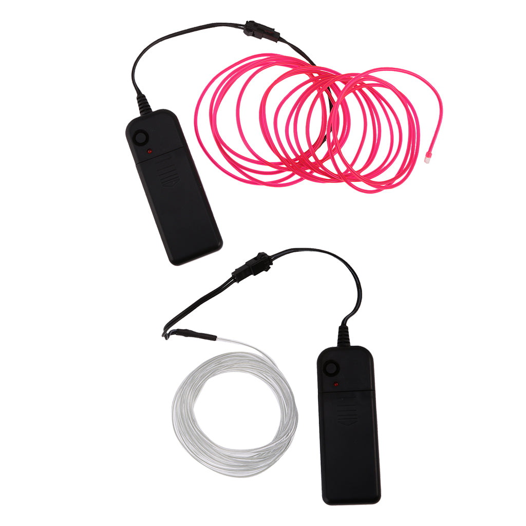 2 Pcs Luminescent Neon LED Lights Glow EL Wire String Strip 3 Meters