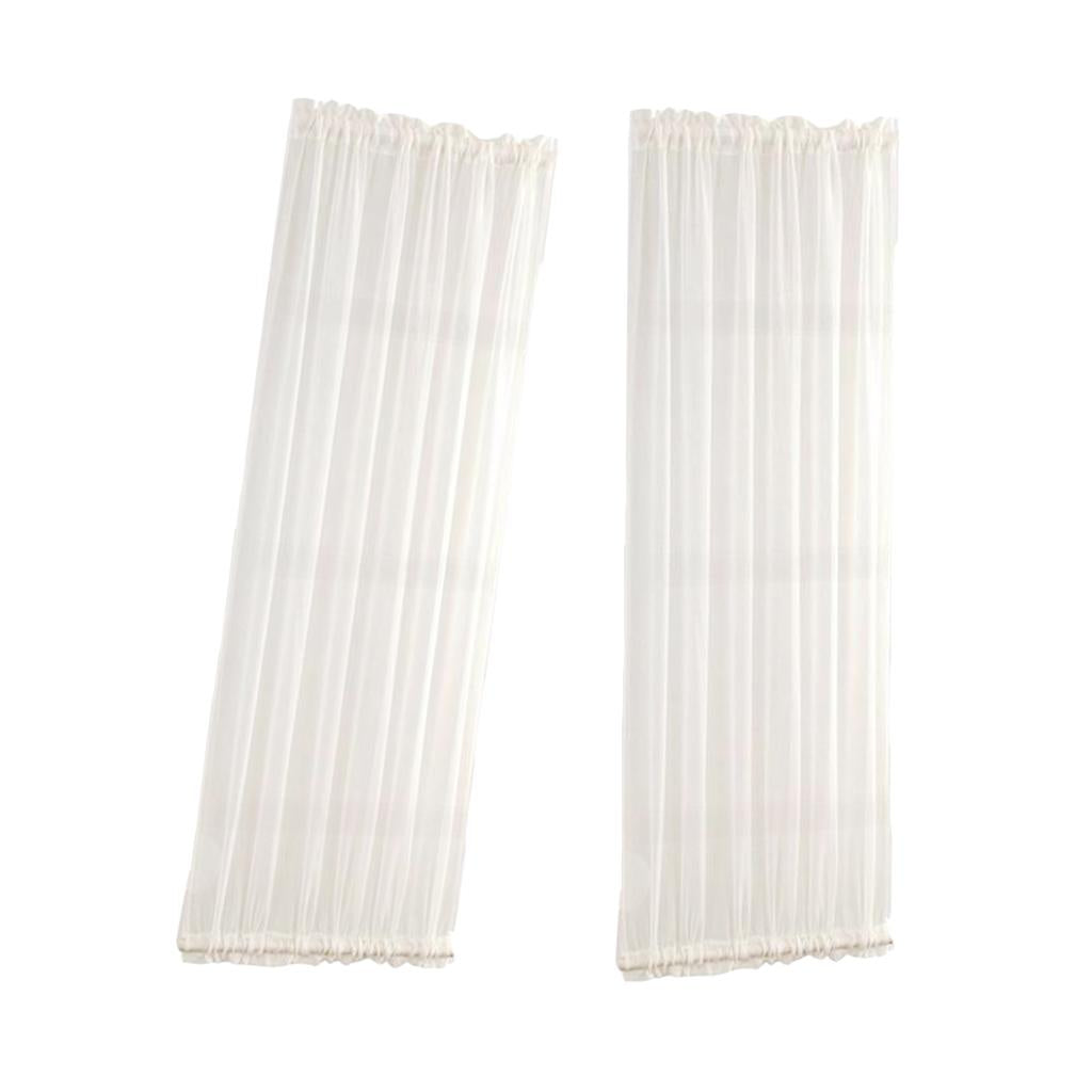 2Pcs Home French Door Curtains Blackout Curtain White 25x72'' / 64x183cm