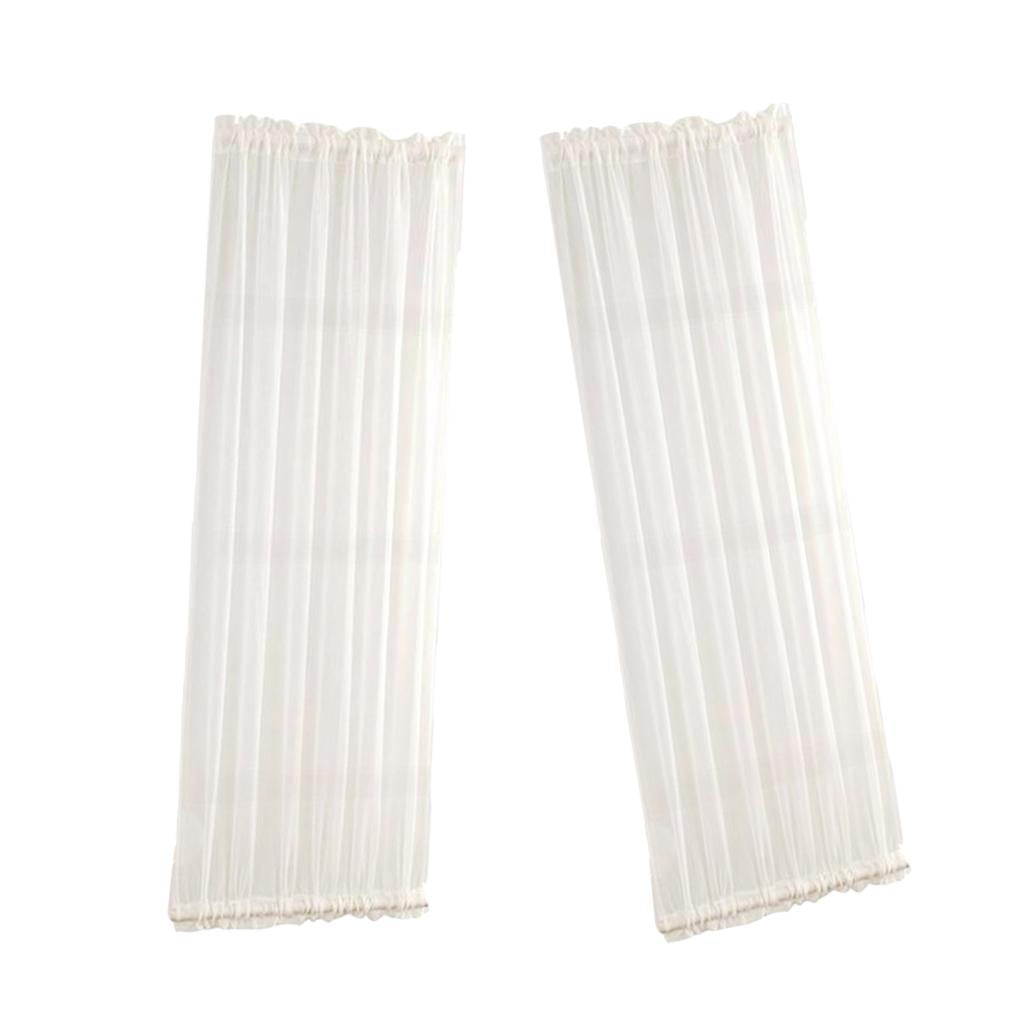 2Pcs Home French Door Curtains Blackout Curtain White 25x72'' / 64x183cm