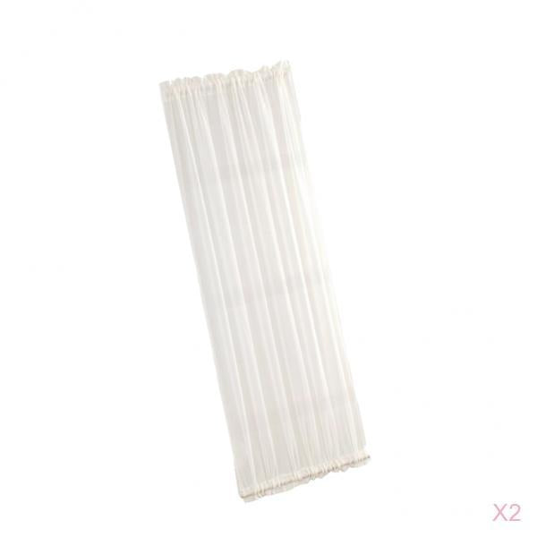 2Pcs Home French Door Curtains Blackout Curtain White 25x72'' / 64x183cm