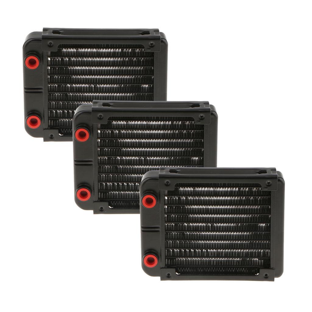 3Pcs G4/1 Aluminum Computer CPU 10 Pipes Water Cooling Radiator System 120mm