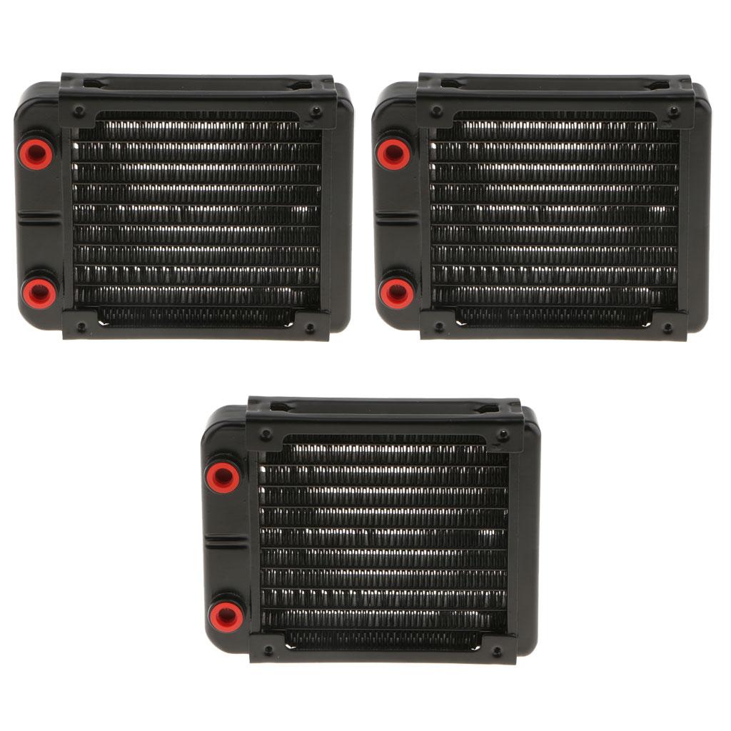 3Pcs G4/1 Aluminum Computer CPU 10 Pipes Water Cooling Radiator System 120mm