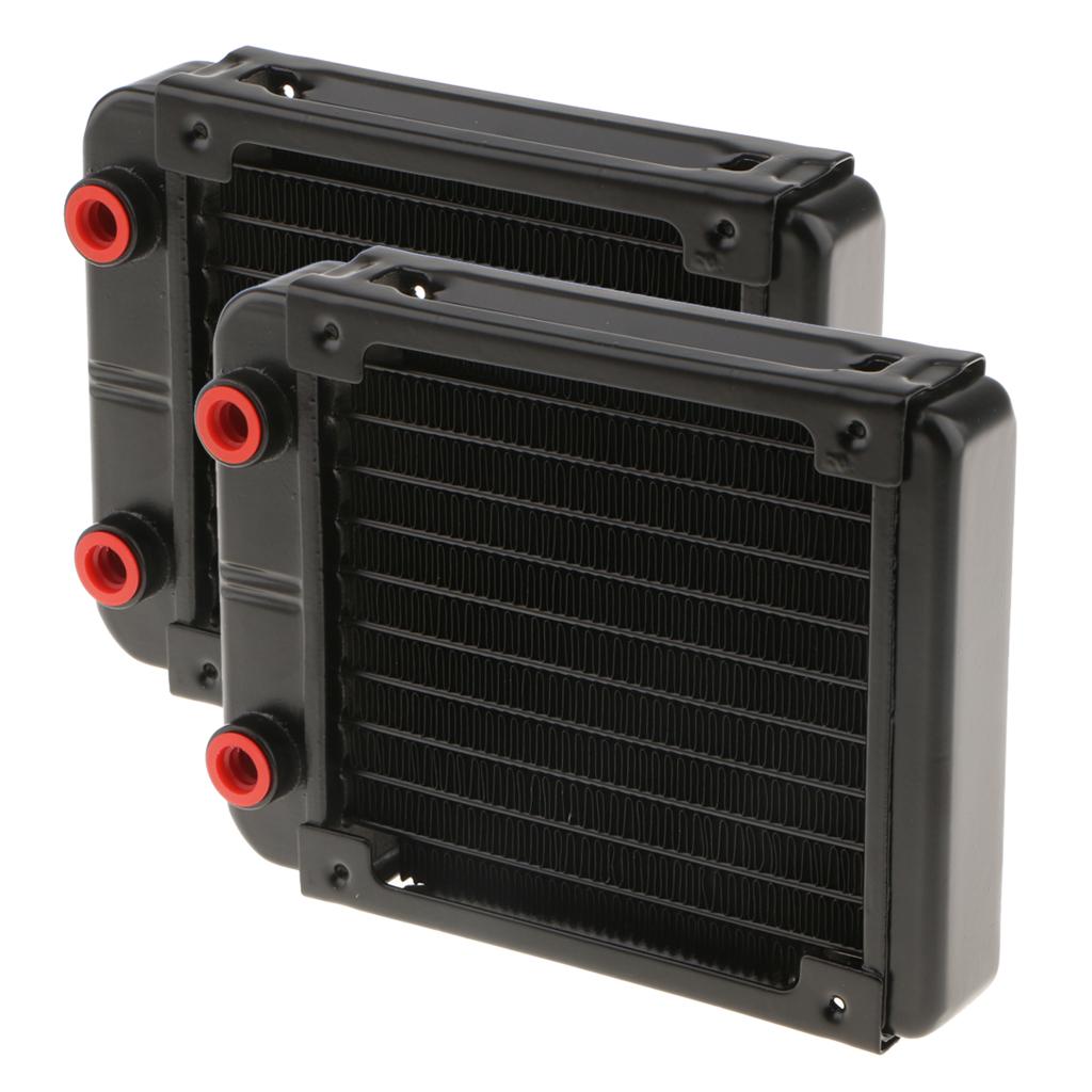 2Pcs G4/1 Aluminum Computer CPU 10 Pipes Water Cooling Radiator System 120mm