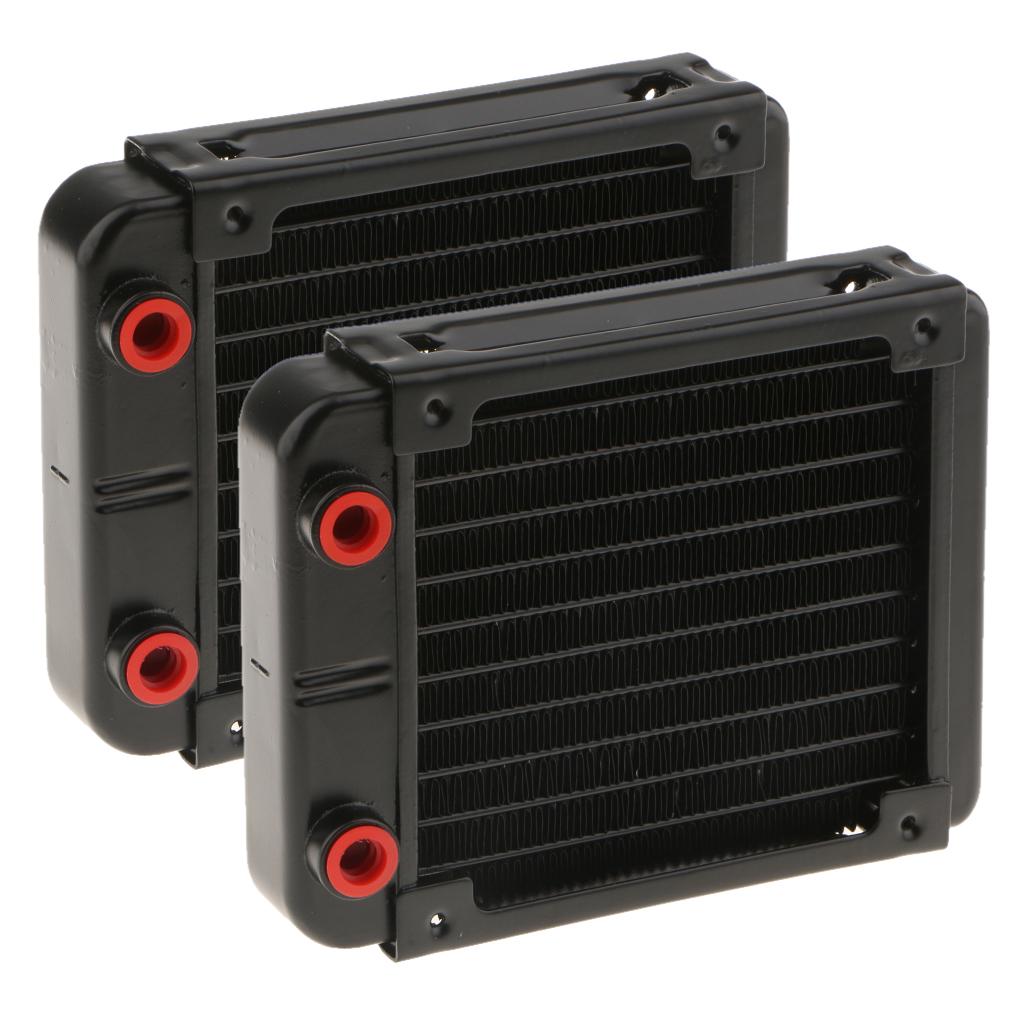 2Pcs G4/1 Aluminum Computer CPU 10 Pipes Water Cooling Radiator System 120mm