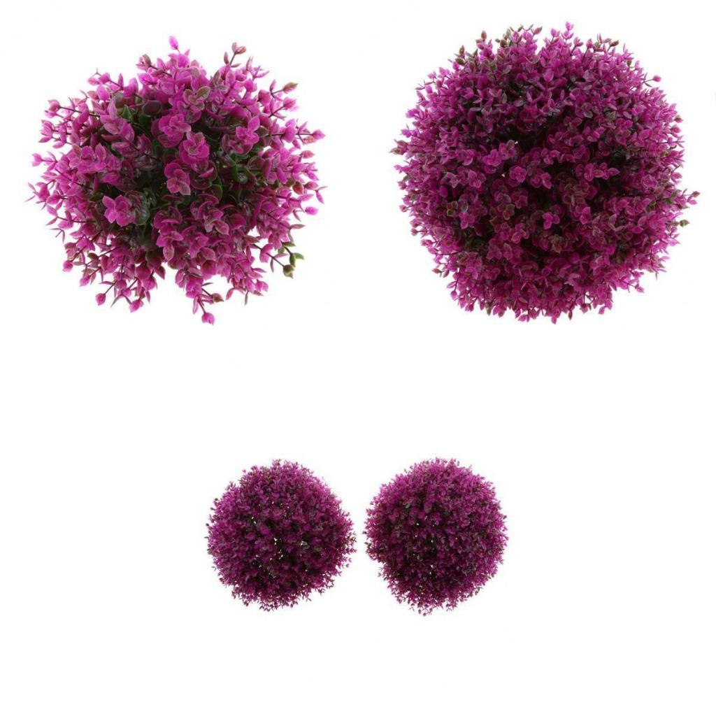 3Pcs Artificial Topiary Ball Decorative Garden Pants Ball Home Decor Purple