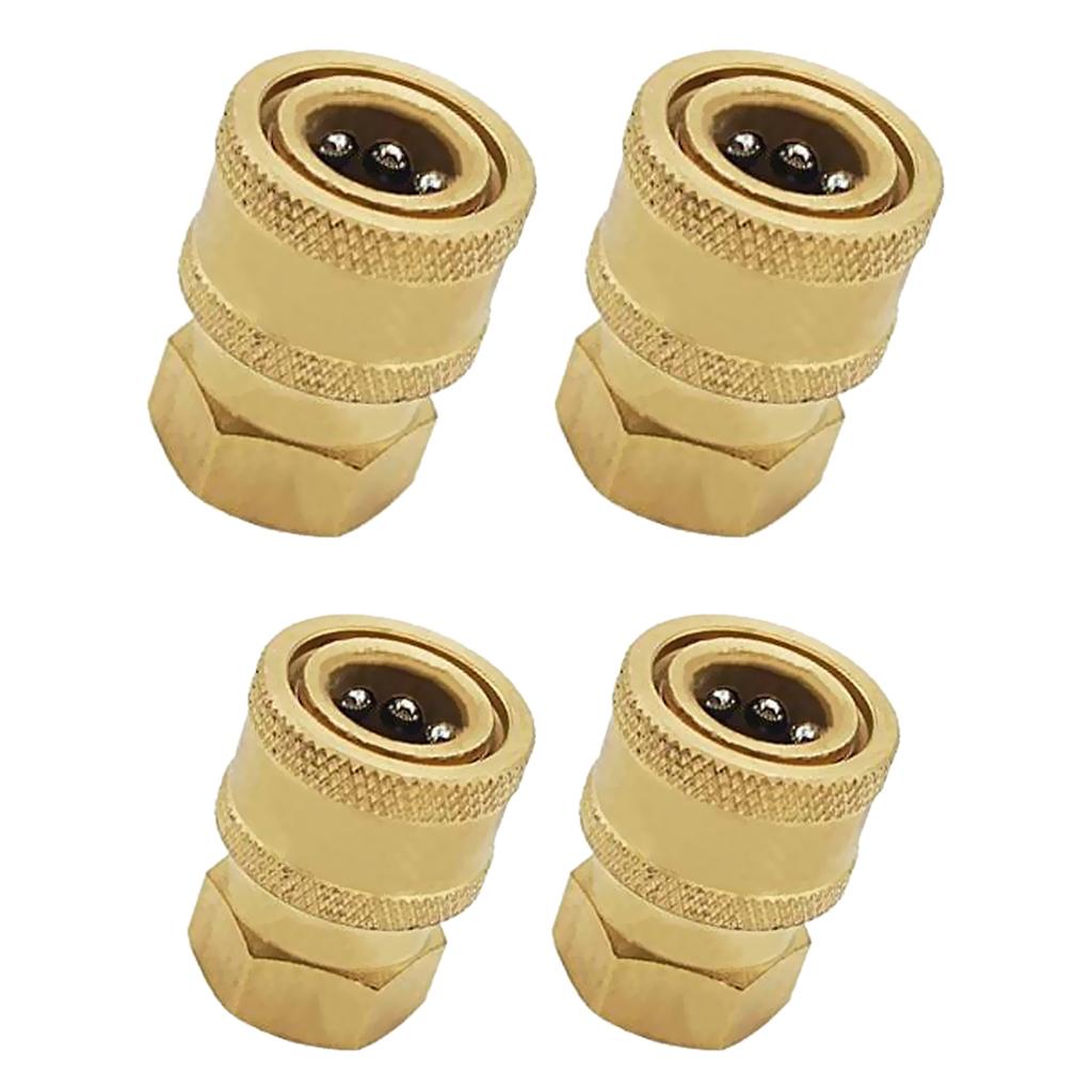 4Pcs Pressure Washer Socket 15mm to 3/8 + 12mm to 1/4 Female Brass Connector