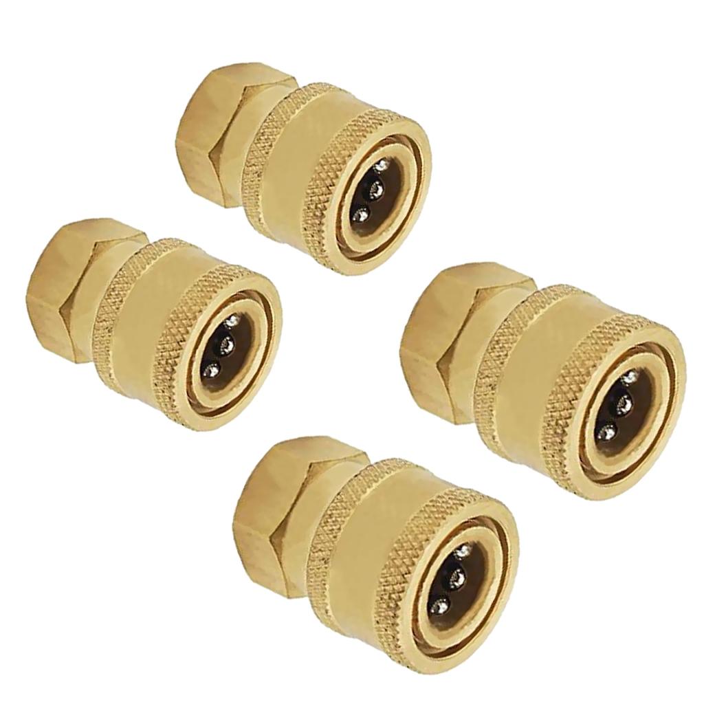 4Pcs Pressure Washer Socket 15mm to 3/8 + 12mm to 1/4 Female Brass Connector