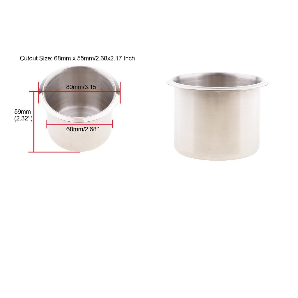 2pcs Steel Recessed Cup Drink Holder for Marine Boat RV Camper 68x55mm