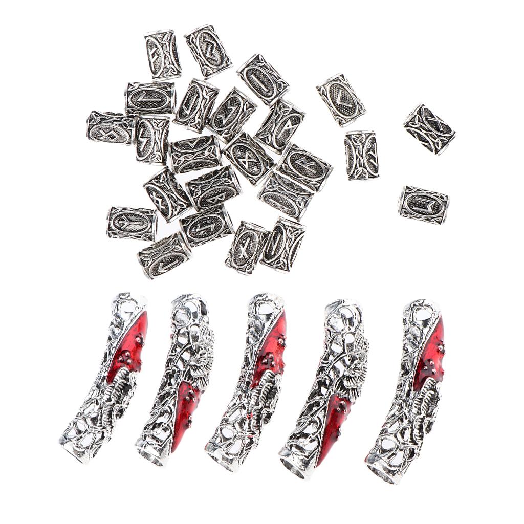 29Pcs Hair Tube Dreadlock Bead Braiding Jewelry Beard Hair Decor DIY Pendant