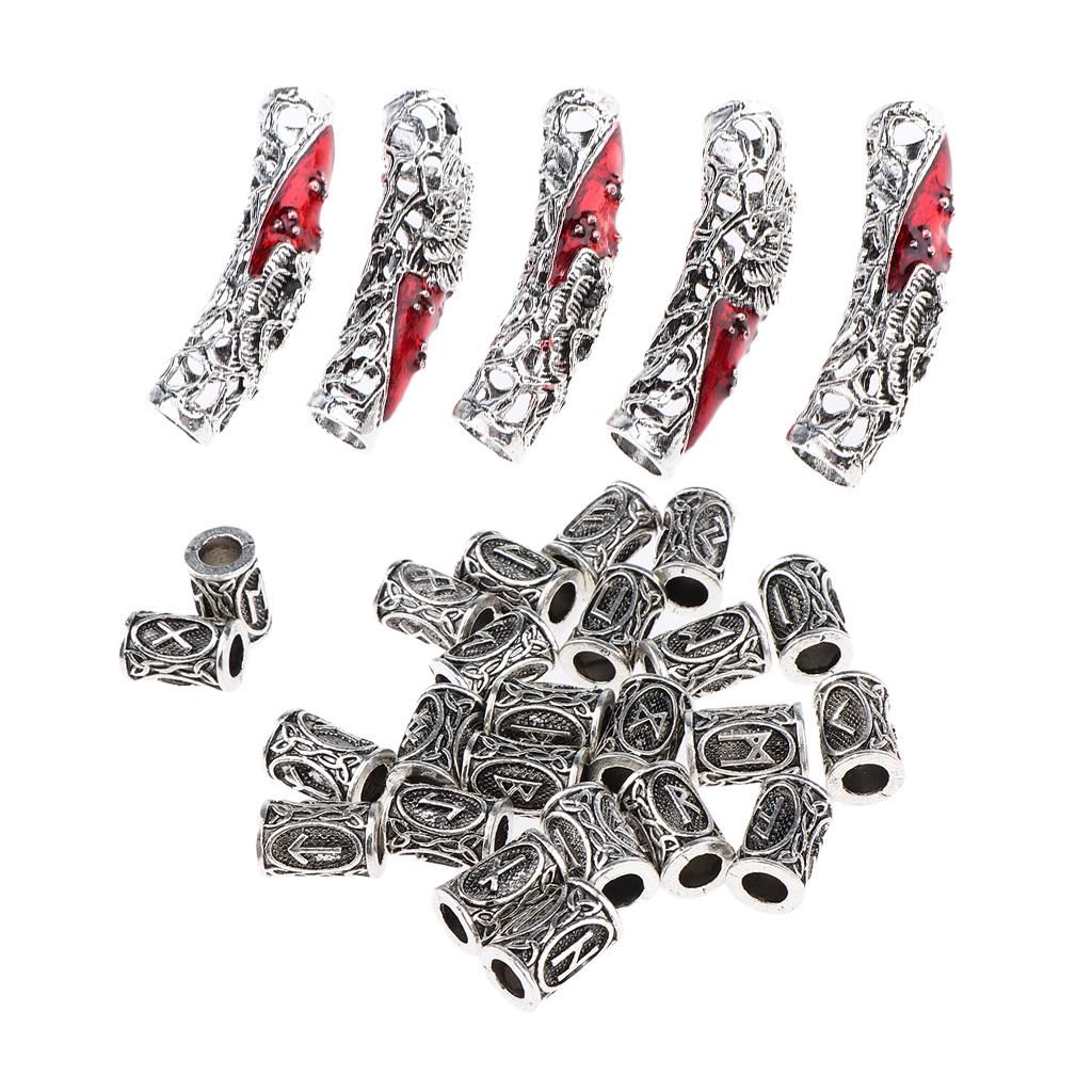 29Pcs Hair Tube Dreadlock Bead Braiding Jewelry Beard Hair Decor DIY Pendant