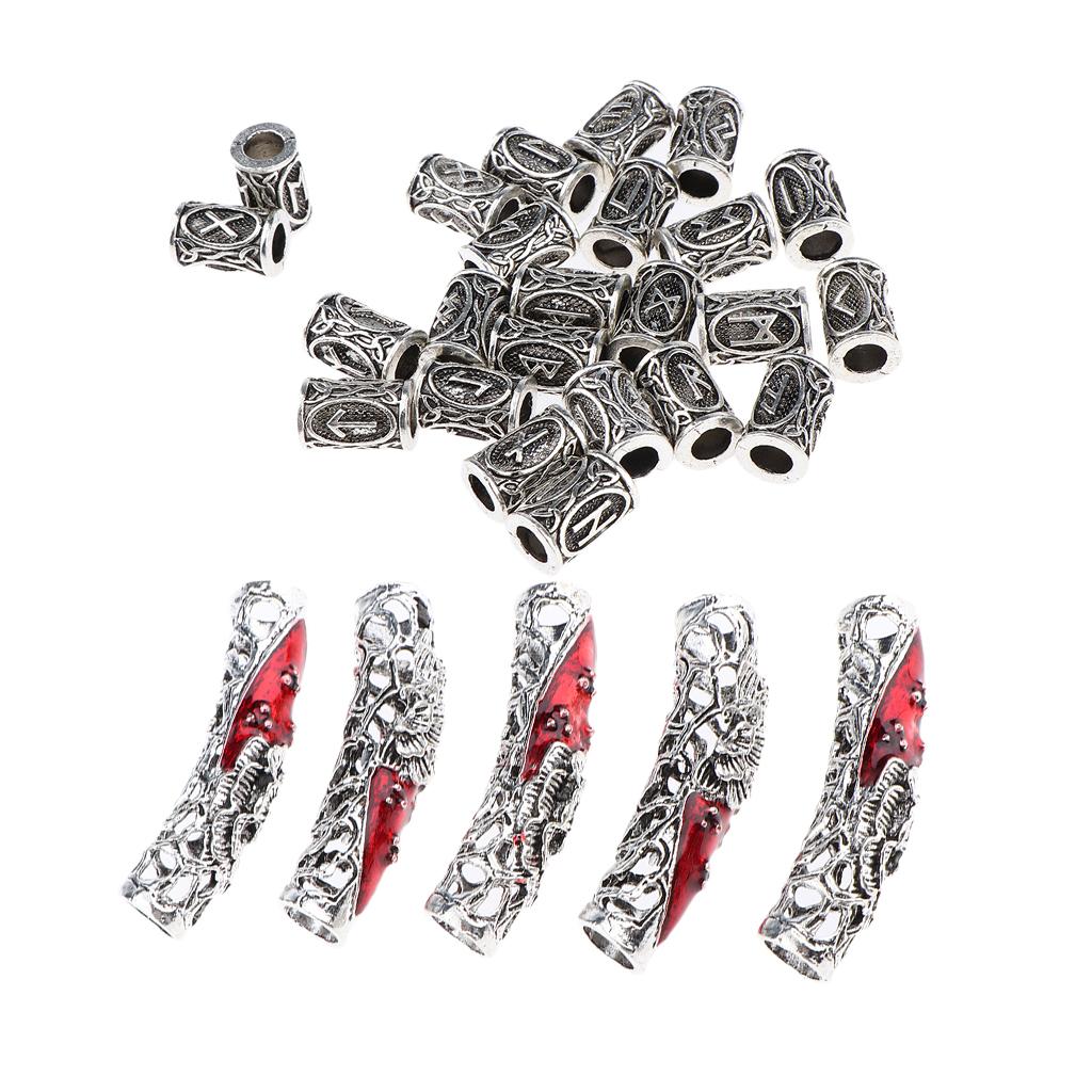 29Pcs Hair Tube Dreadlock Bead Braiding Jewelry Beard Hair Decor DIY Pendant