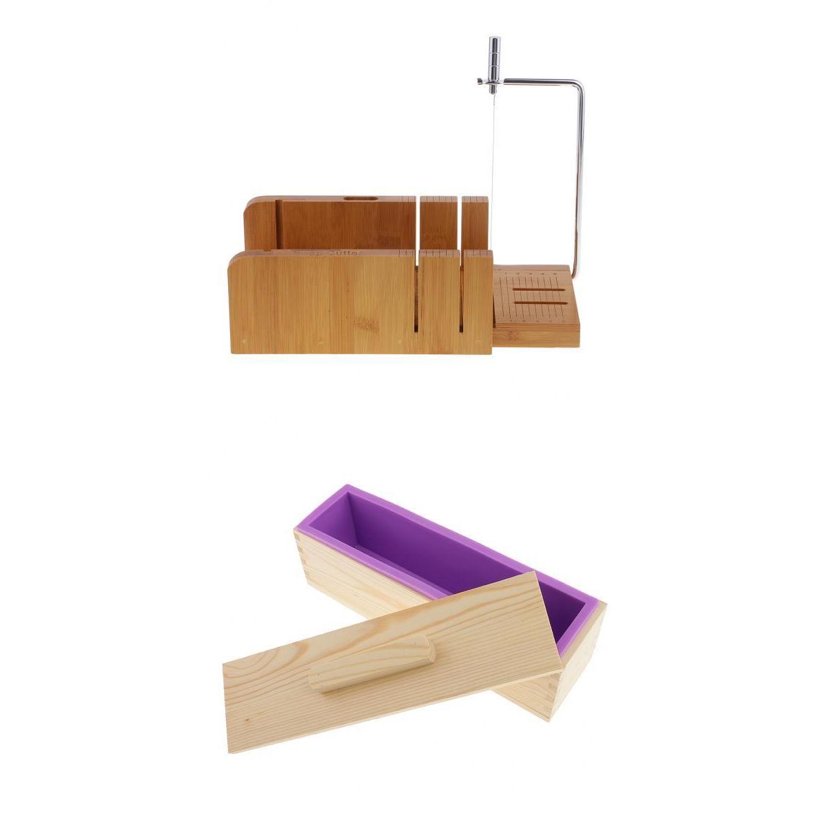 2 Pieces Wooden Soap Cutter with Beveler Wire Slicer Soap Making Loaf Mould