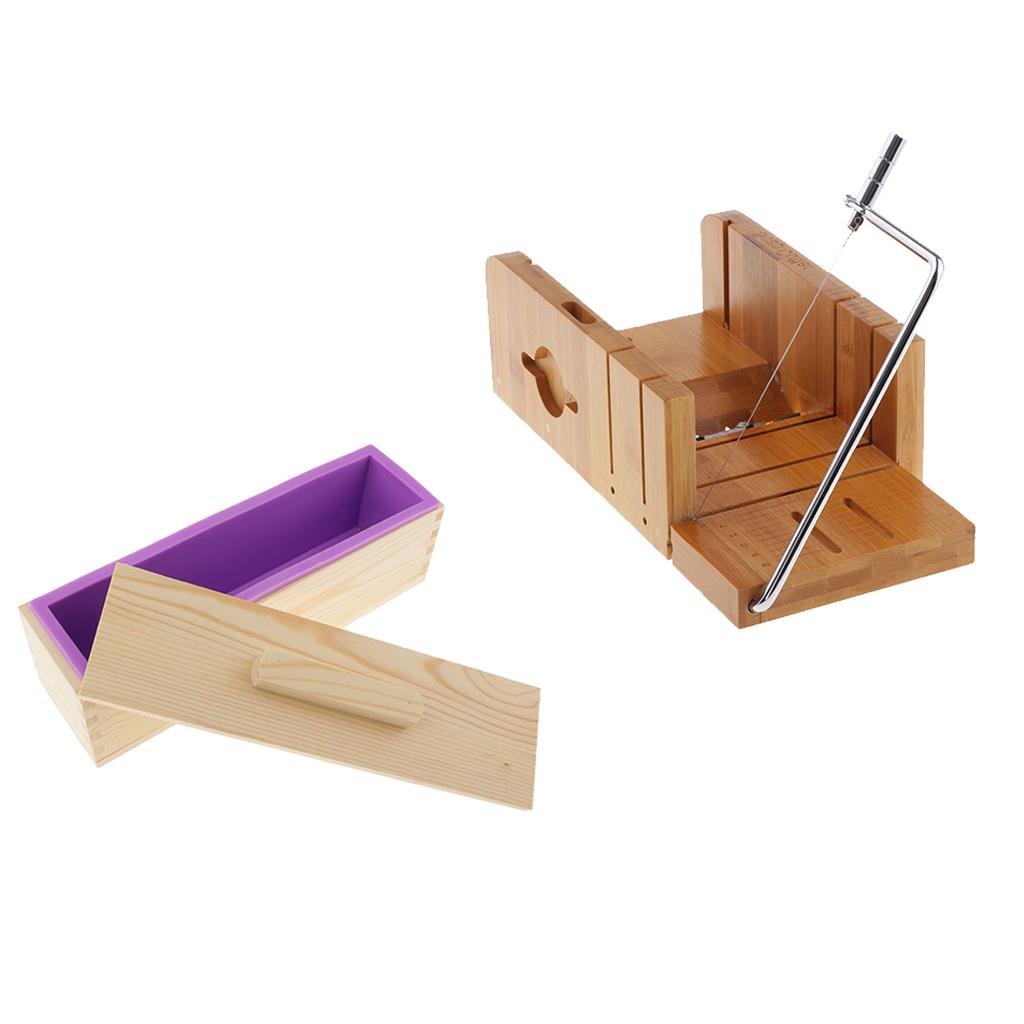 2 Pieces Wooden Soap Cutter with Beveler Wire Slicer Soap Making Loaf Mould