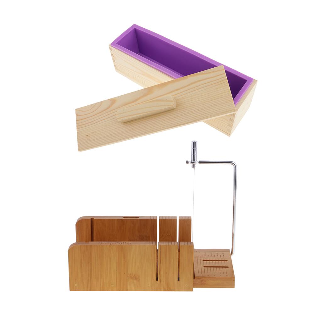 2 Pieces Wooden Soap Cutter with Beveler Wire Slicer Soap Making Loaf Mould