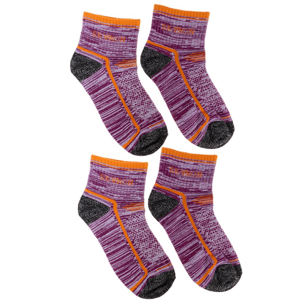 2 Pairs Warm Sports Workout Socks Breathable Ankle Sock Women Men Purple