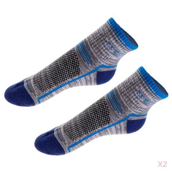 2 Pairs Warm Sports Workout Socks Breathable Ankle Sock Women Men Light Blue