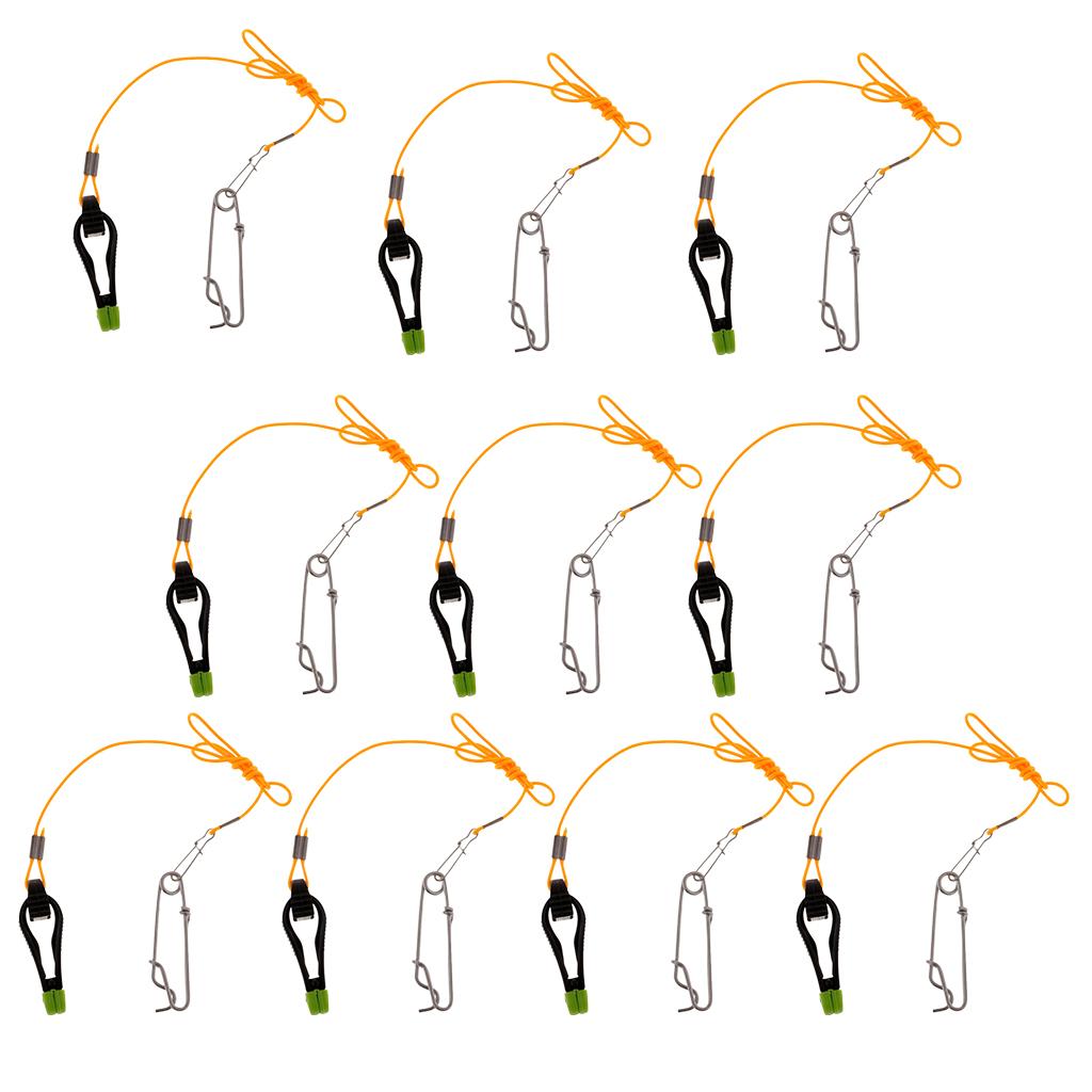 10pcs Power Grip Plus Release Clip Downrigger with 17 Leader Long Line Snap"
