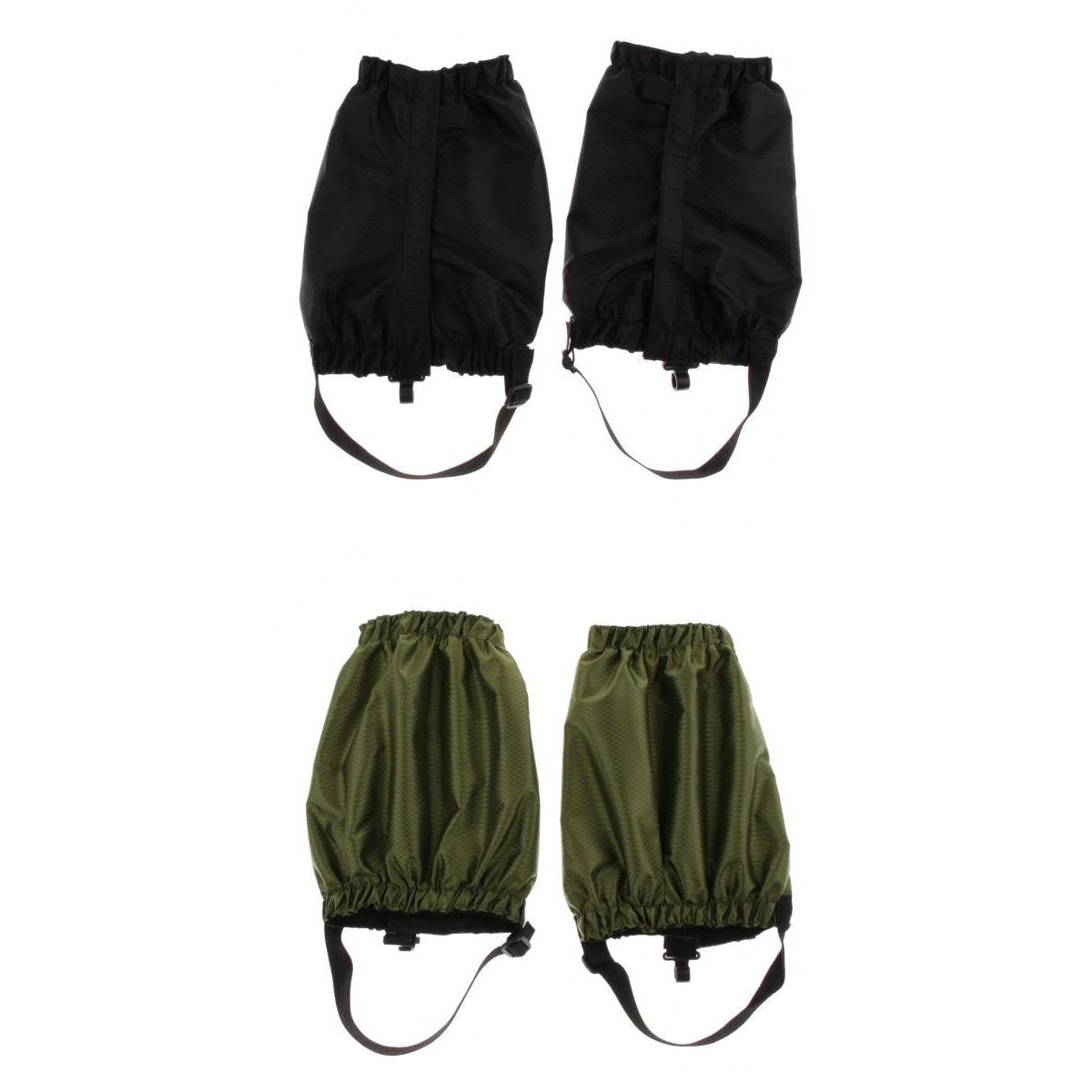 2 Pairs Outdoor Waterproof Walking Hiking Gaiters Leggings Black Army Green