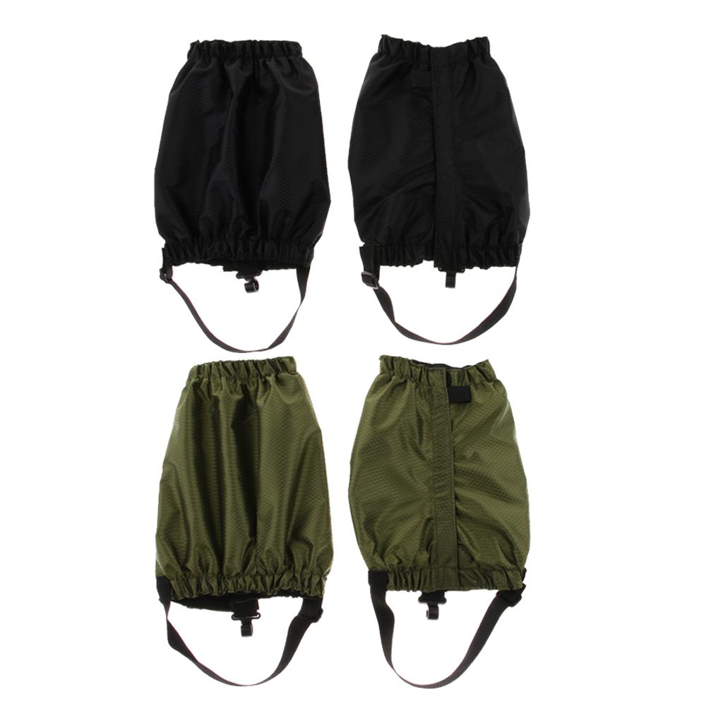 2 Pairs Outdoor Waterproof Walking Hiking Gaiters Leggings Black Army Green