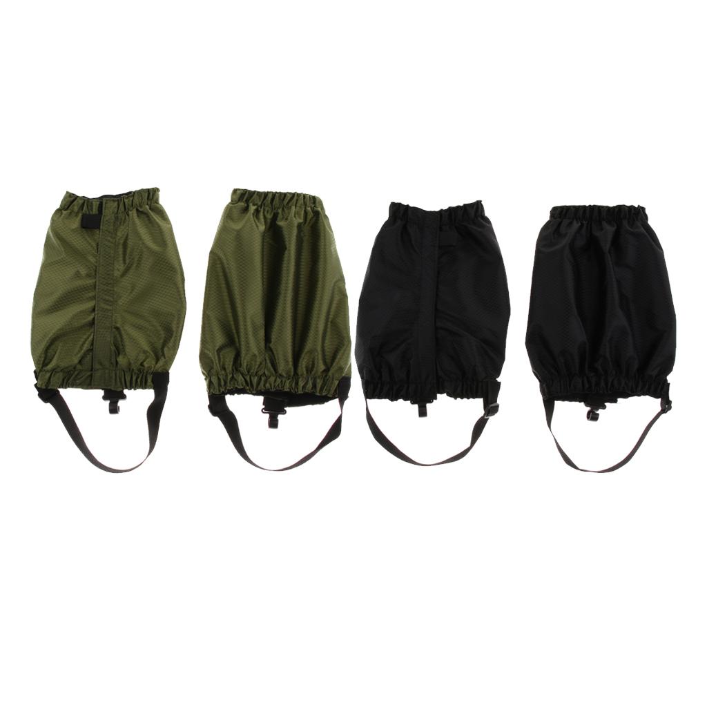 2 Pairs Outdoor Waterproof Walking Hiking Gaiters Leggings Black Army Green