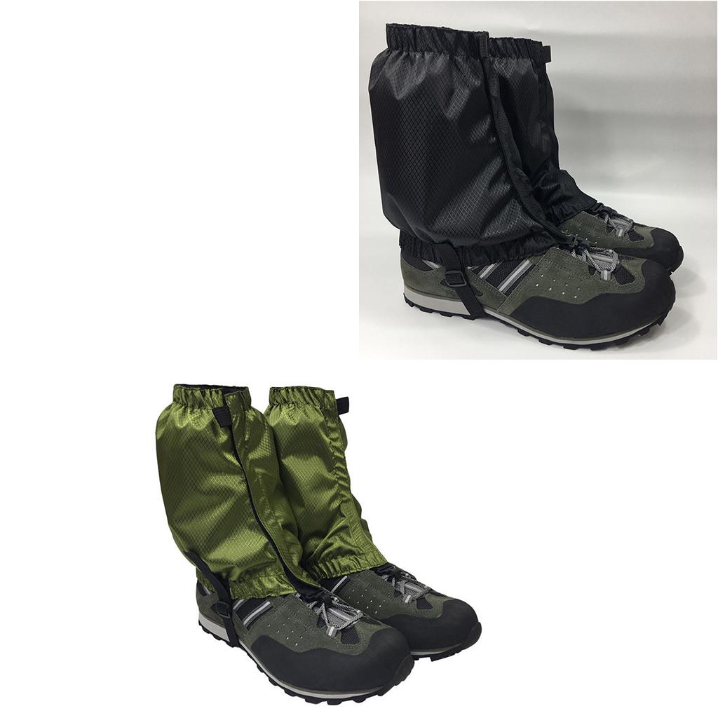 2 Pairs Outdoor Waterproof Walking Hiking Gaiters Leggings Black Army Green