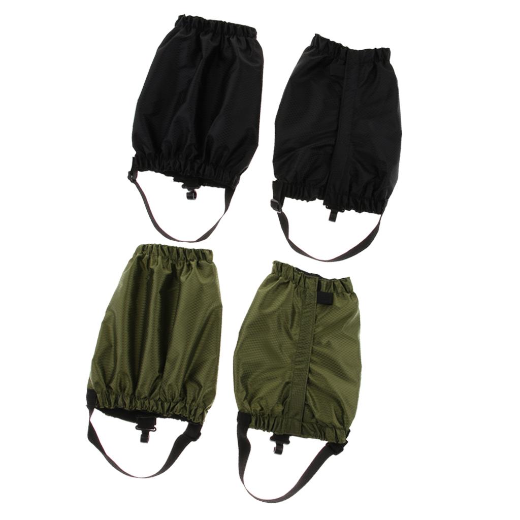 2 Pairs Outdoor Waterproof Walking Hiking Gaiters Leggings Black Army Green