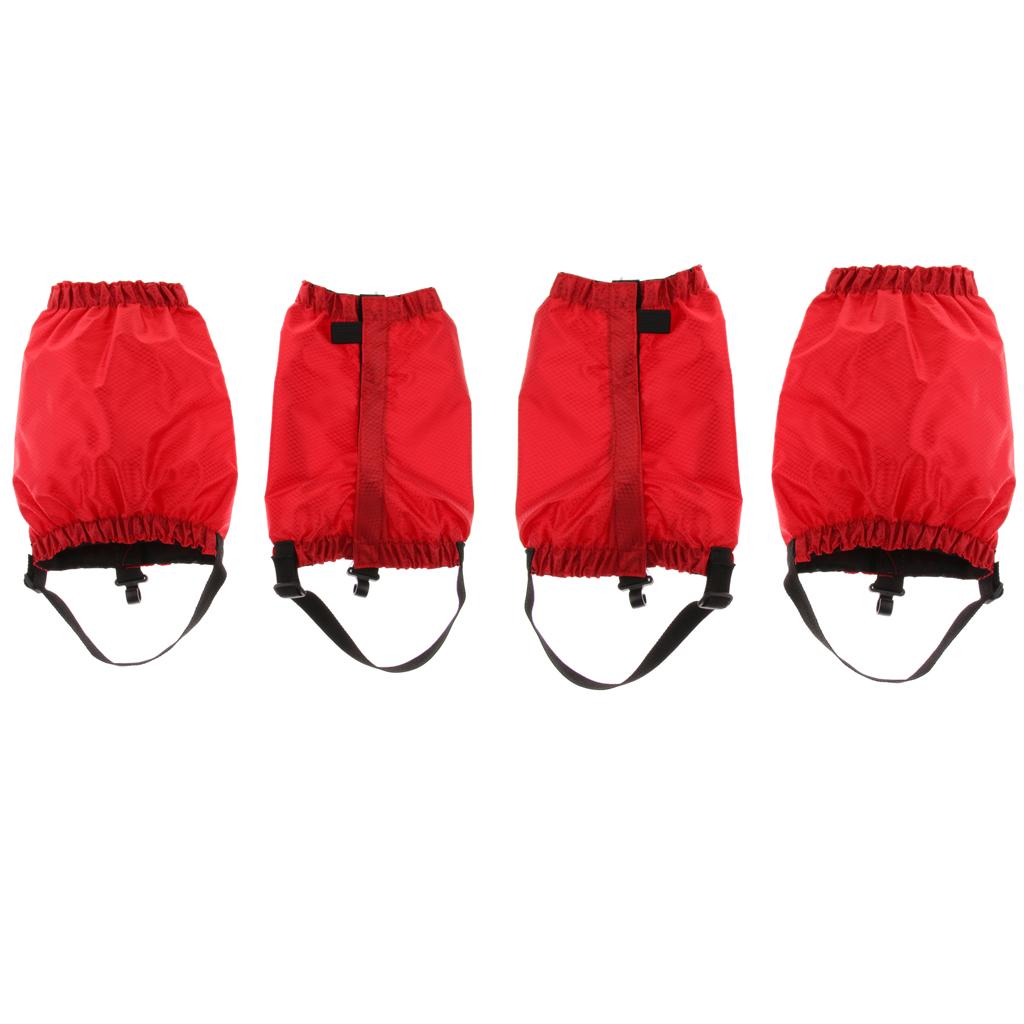 2 Pairs Outdoor Waterproof Walking Hiking Gaiters Leggings Red