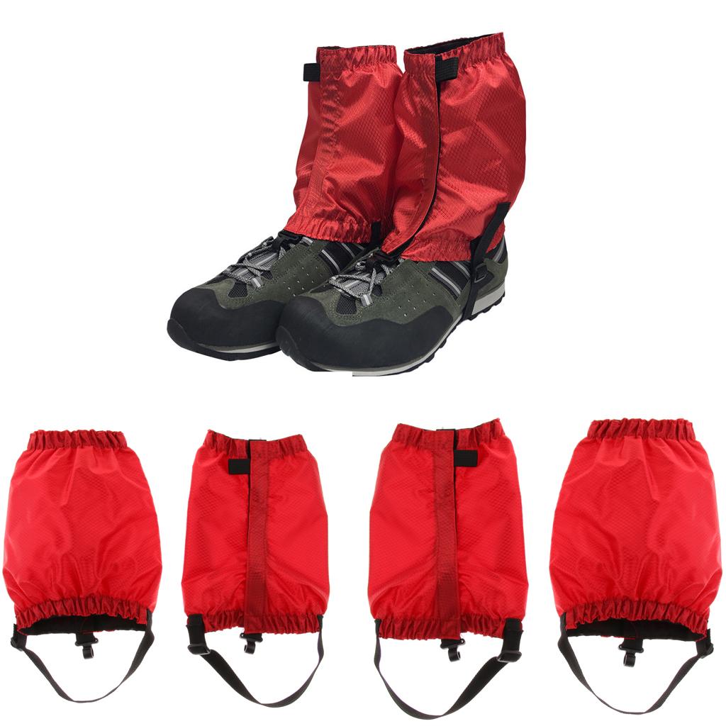 2 Pairs Outdoor Waterproof Walking Hiking Gaiters Leggings Red