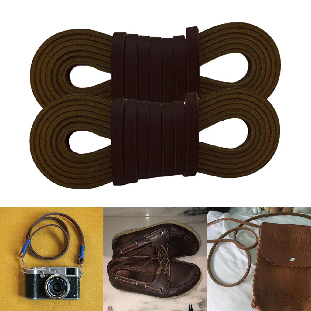 2x Leather Boot Shoe Laces-easy Sizing Cut to Fit 72 inch Coffee