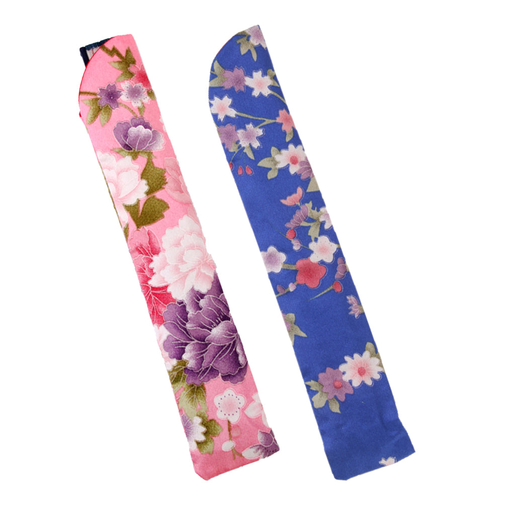 2Pcs Chinese Style Floral Pocket Fan Folding Silk Bag Holder Protector Pouch