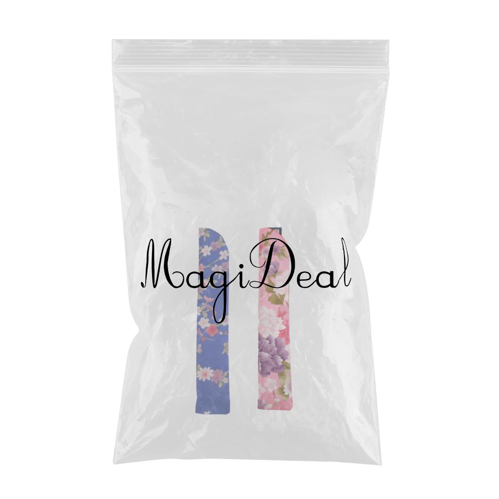 2Pcs Chinese Style Floral Pocket Fan Folding Silk Bag Holder Protector Pouch
