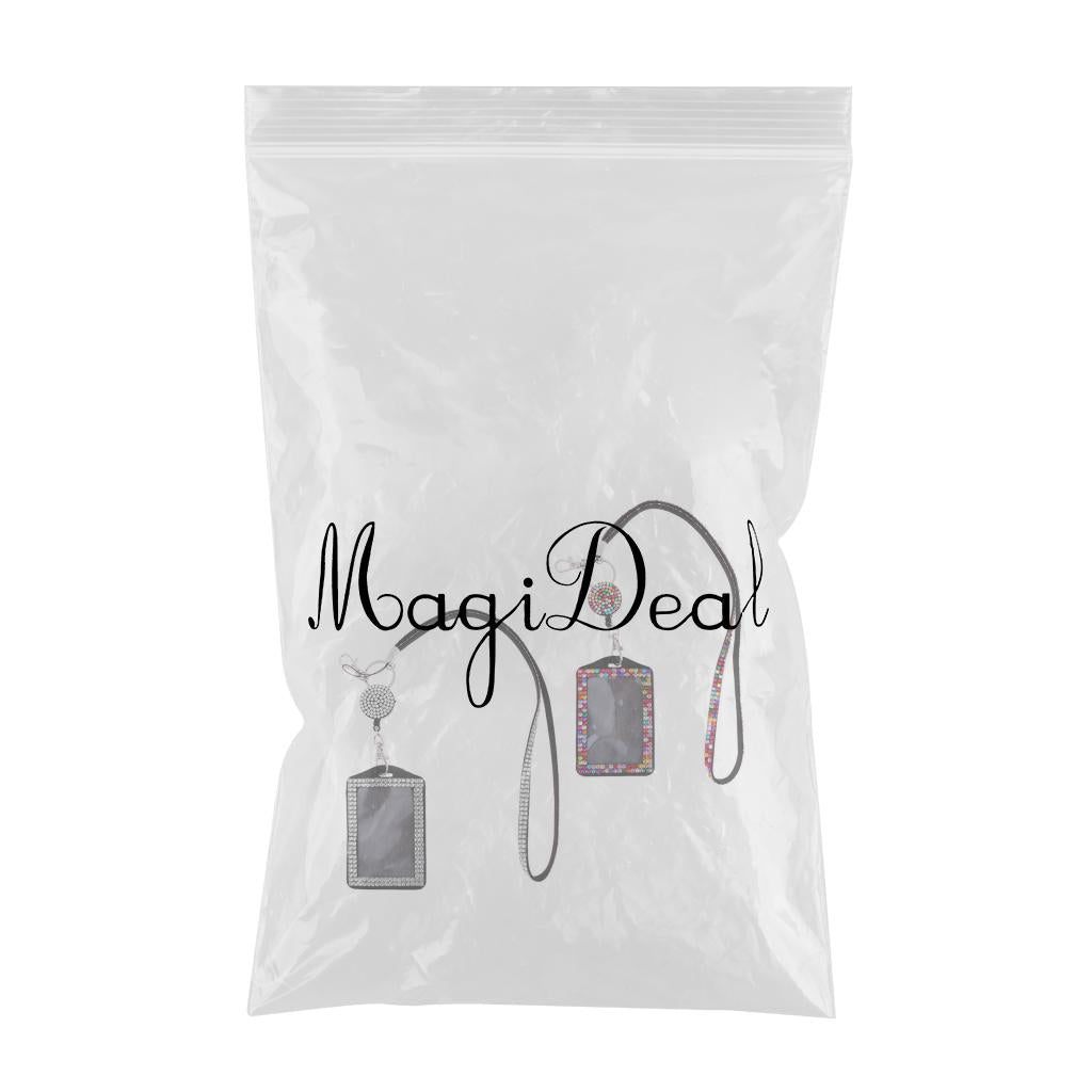 2PCS Rhinestone Lanyard with Retractable Reel Vertical ID Card Badge Holder