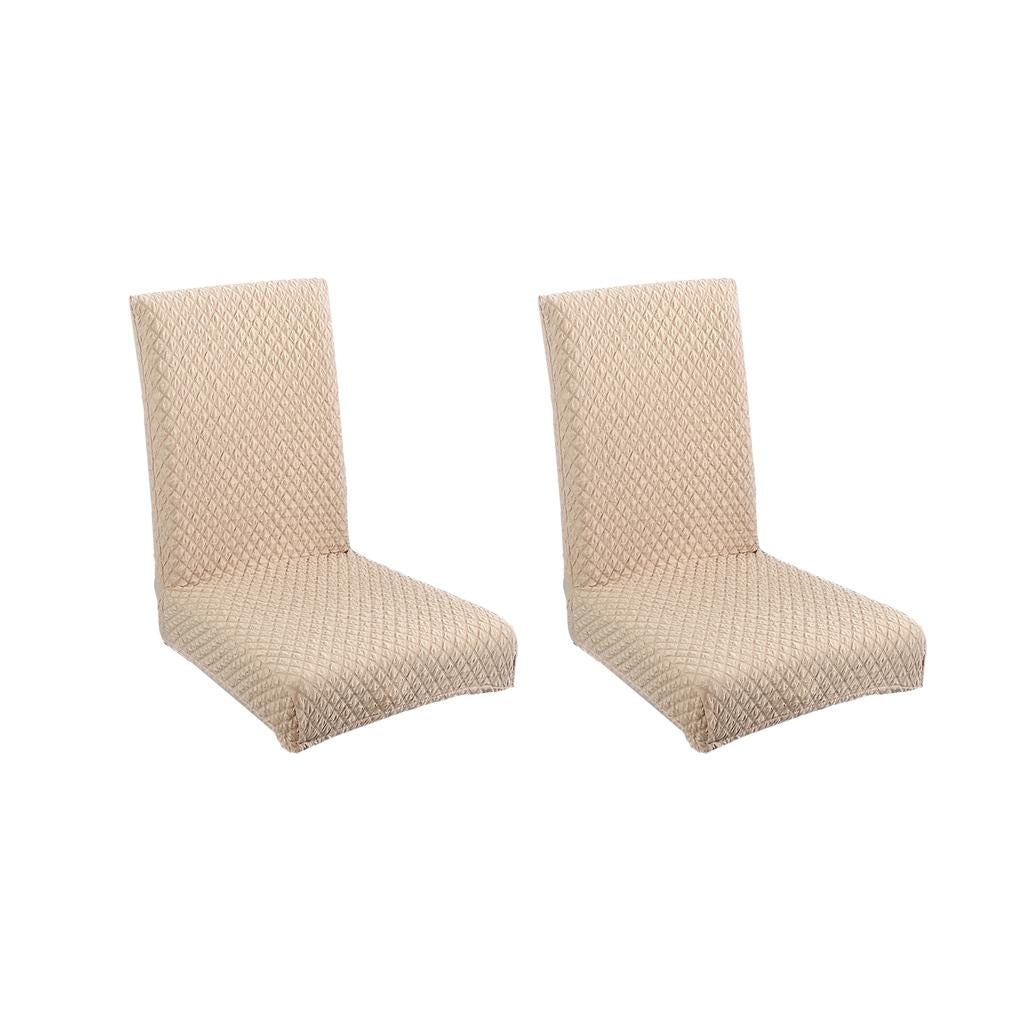 2Pcs Beige Dining Room Chair Cover Seat Protector Banquet Chair Slipcover