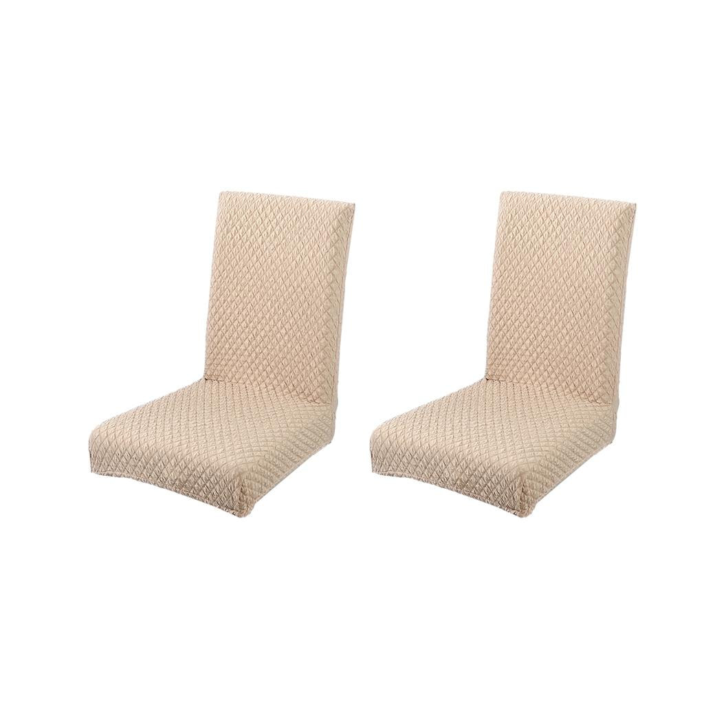 2Pcs Beige Dining Room Chair Cover Seat Protector Banquet Chair Slipcover