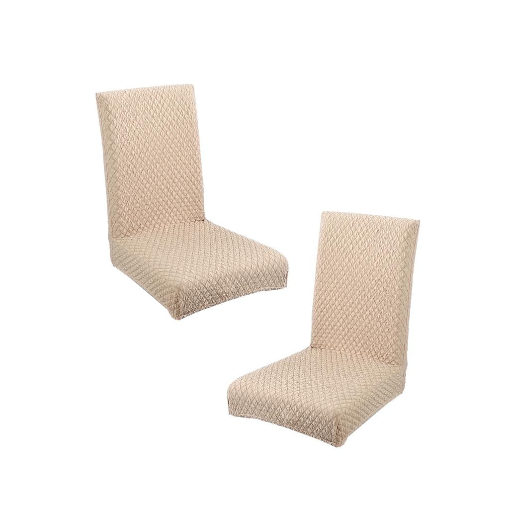 2Pcs Beige Dining Room Chair Cover Seat Protector Banquet Chair Slipcover