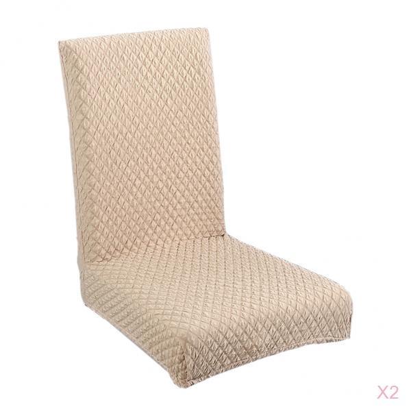 2Pcs Beige Dining Room Chair Cover Seat Protector Banquet Chair Slipcover